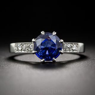1.93 Carat Sapphire, Platinum and Diamond Engagement Ring