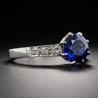 1.93 Carat Sapphire, Platinum and Diamond Engagement Ring