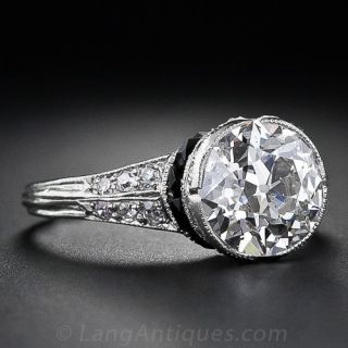 1.94 Carat Art Deco Diamond and Onyx Ring
