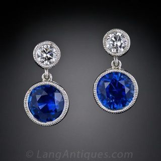 1.94 Sapphire and Diamond Drop Earrings