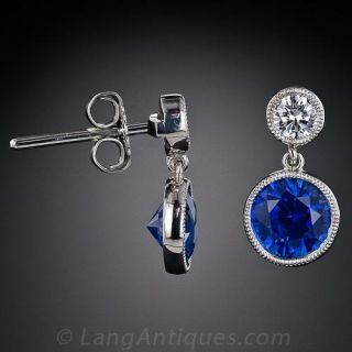 1.94 Sapphire and Diamond Drop Earrings