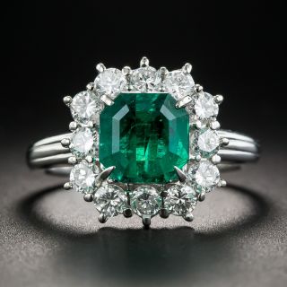 1.95 Carat Emerald Platinum Diamond Ring - 2