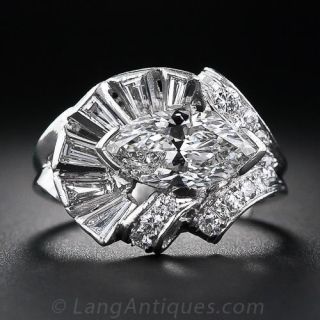 1.97 Carat Marquise Diamond Mid-Century Ring - 2