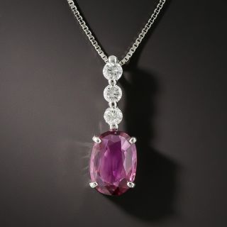 1.97 Carat No-Heat Pink Sapphire and Diamond Pendant 