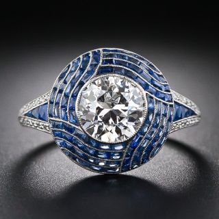 1.99 Carat Diamond and Sapphire Calibre Ring