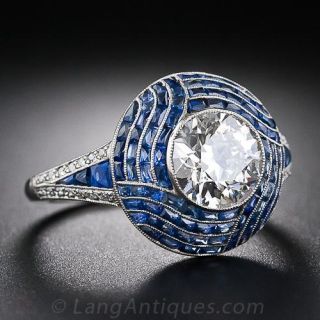 1.99 Carat Diamond and Sapphire Calibre Ring