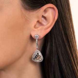 10.03 Carat Total Weight Trillion-Cut Diamond Drop Earrings - GIA