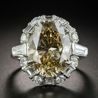 10.08 Carat Oval Natural Fancy Yellowish Brown Diamond Ring - 2