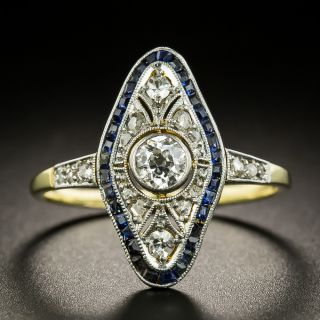 Late Edwardian Diamond and Synthetic Sapphire Dinner Ring - 1
