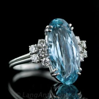 10.17 Carat Aquamarine and Diamond Ring