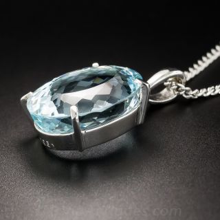 10.96 Carat Aquamarine and Platinum Pendant
