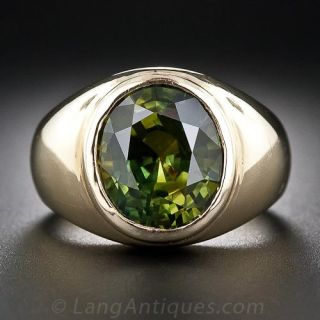 12.25 Carat Natural Green Sapphire Gent's Ring - 2