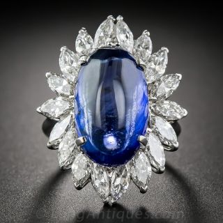 12.97 Carat No-Heat Sapphire and Diamond Cocktail Ring