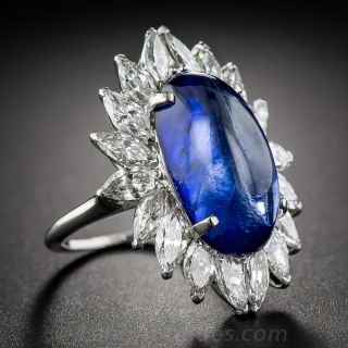 12.97 Carat No-Heat Sapphire and Diamond Cocktail Ring