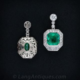 12 Carat Emerald and Diamond Earrings
