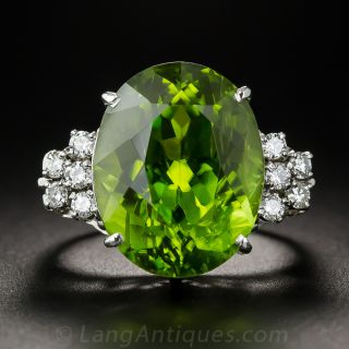 13.97 Oval Peridot and Diamond Ring