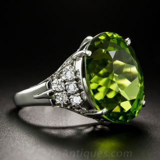 13.97 Oval Peridot and Diamond Ring