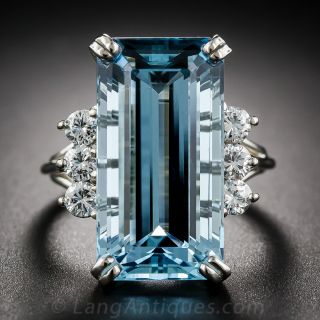 13 Carat Aquamarine and Diamond Ring