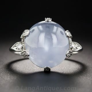 13 Carat Star Sapphire and Diamond Art Deco Ring