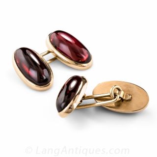 14 Karat Rose Gold Garnet Cufflinks