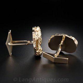 14 Karat Yellow Gold  Nugget Cufflinks