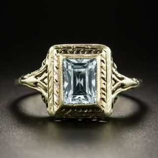 14K Art Deco Aquamarine Ring - 2