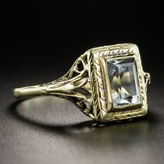 14K Art Deco Aquamarine Ring