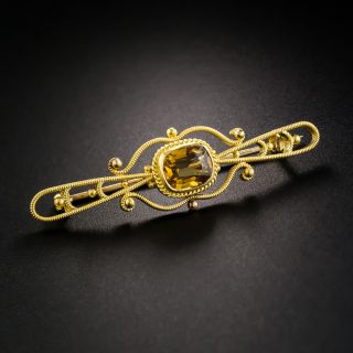 Yellow Gold Citrine Brooch - 2
