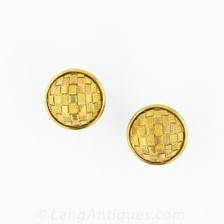 14k Gold Woven Dome Earrings - 1