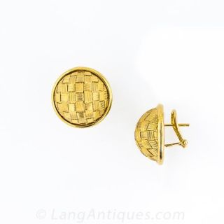 14k Gold Woven Dome Earrings