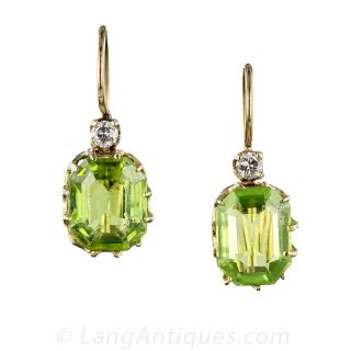 14k Peridot and Diamond Earrings