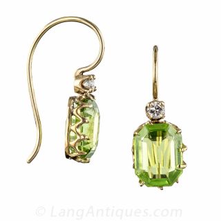 14k Peridot and Diamond Earrings