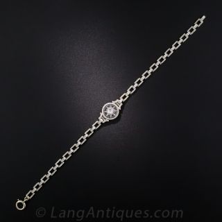 14K Quartz and Diamond Art Deco Bracelet