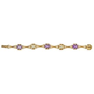 14K Retro Bracelet with Citrine and Amethyst