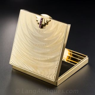 14K Retro Compact with Ruby Clasp