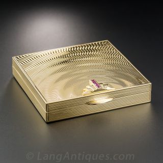 14K Retro Compact with Ruby Clasp