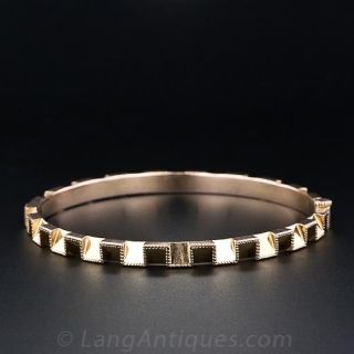 14K Rose Gold Geometric Hinged Bangle