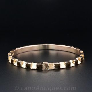 14K Rose Gold Geometric Hinged Bangle