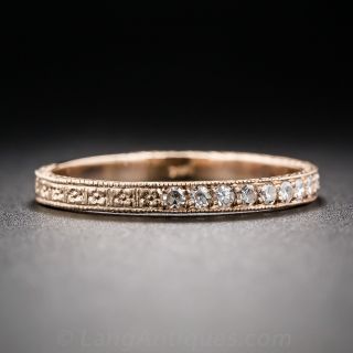14K Rose Gold Orange Blossom and Diamond Band