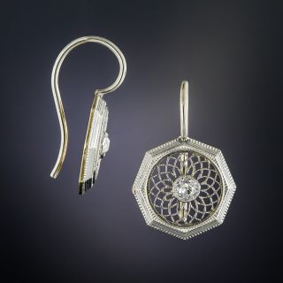 14k Two Tone  Diamond Earrings