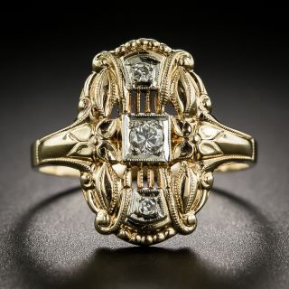 14K Two-Tone Gold Art Deco Diamond Ring