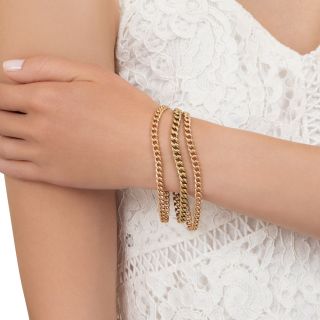 Two-Tone Gold Three Chain Bracelet