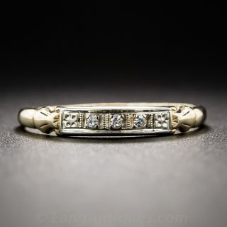 14K Two-Tone Vintage Diamond Wedding Band