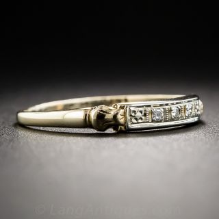 14K Two-Tone Vintage Diamond Wedding Band