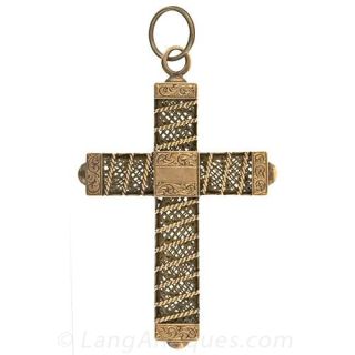 Victorian Cross with Woven Hair