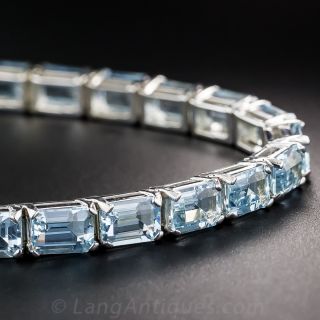 14K White Gold Aquamarine Bracelet