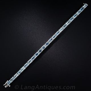 14K White Gold Aquamarine Bracelet