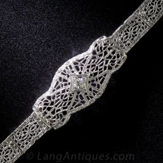 14K White Gold Diamond Filigree Bracelet