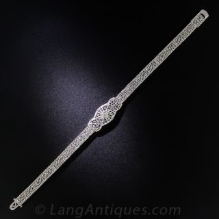 14K White Gold Diamond Filigree Bracelet
