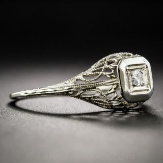 14K White Gold Filigree Diamond Ring